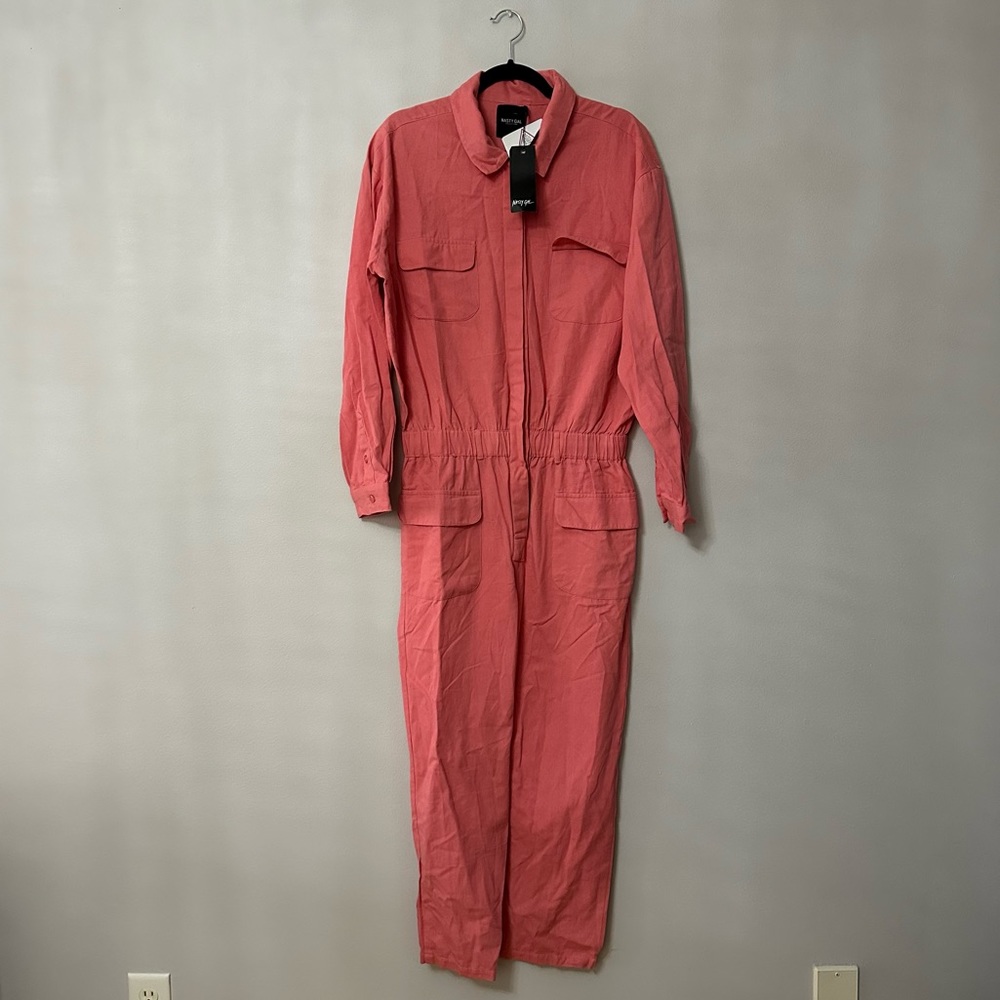 NASTYGAL pink denim boiler jumpsuit